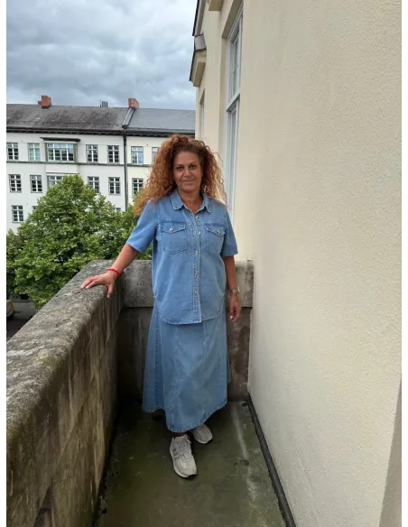 VMSIGGA HR  7/8 A-LINE CLR DENIM SKIRT