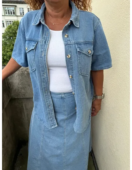 VMSIGGA HR  7/8 A-LINE CLR DENIM SKIRT