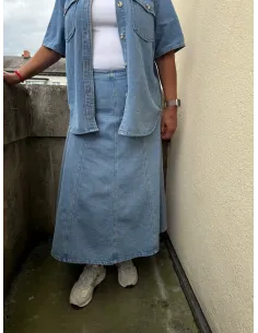 VMSIGGA HR  7/8 A-LINE CLR DENIM SKIRT