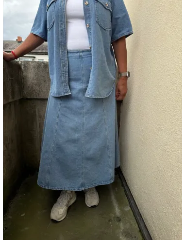 VMSIGGA HR  7/8 A-LINE CLR DENIM SKIRT