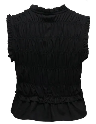 ONLGOA S/S LINEN BL FRILL TOP