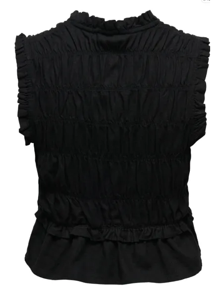 ONLGOA S/S LINEN BL FRILL TOP