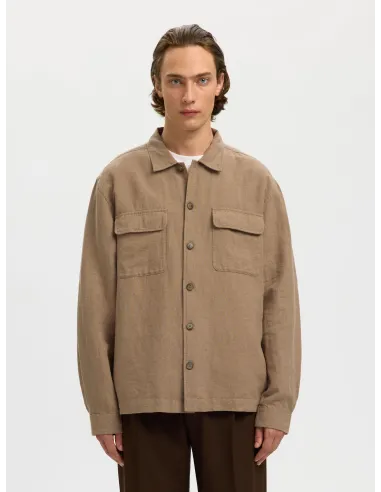 SLH-LEROY LINEN BLEND OVERSHIRT LS NOOS