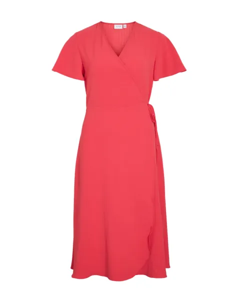 VILOVIE WRAP MIDI DRESS