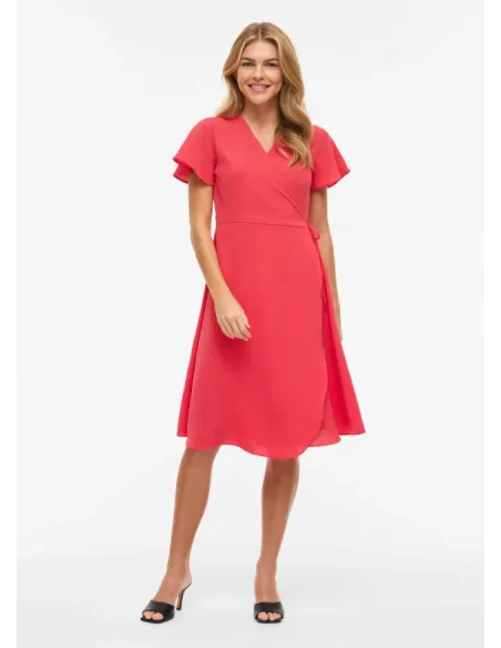 VILOVIE WRAP MIDI DRESS