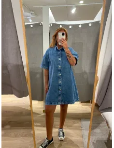 PCSKY SS A-SHAPE DENIM DRESS