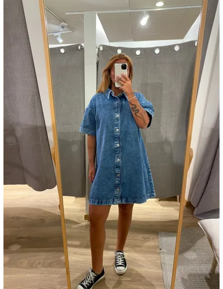 PCSKY SS A-SHAPE DENIM DRESS