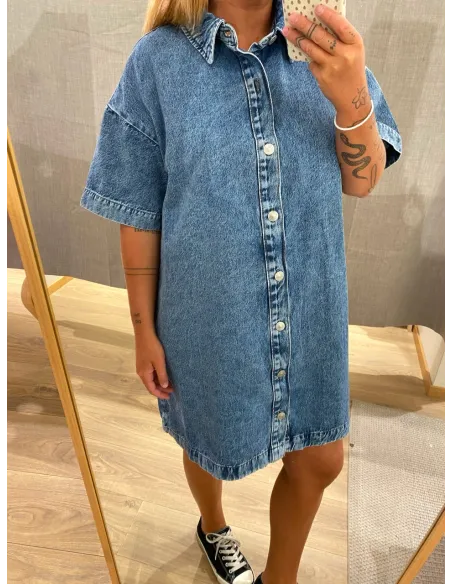 PCSKY SS A-SHAPE DENIM DRESS
