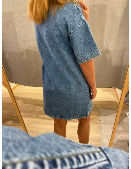 PCSKY SS A-SHAPE DENIM DRESS
