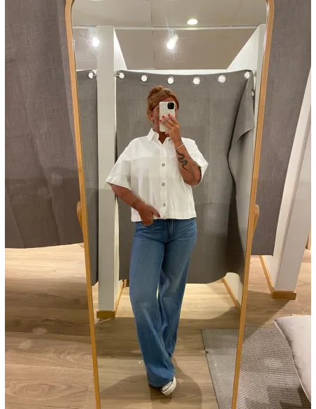 PCSKY SS ASHAPE DENIM TOP