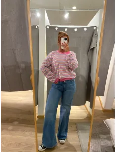 PCDIANA LS O-NECK STRIPE KNIT