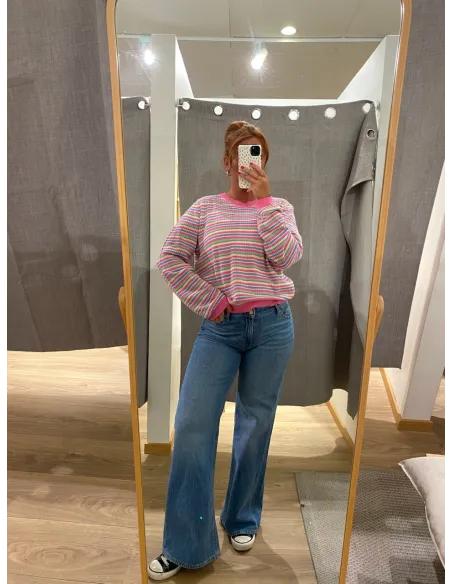 PCDIANA LS O-NECK STRIPE KNIT