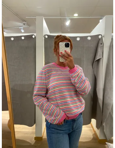PCDIANA LS O-NECK STRIPE KNIT