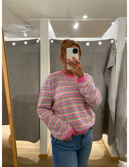 PCDIANA LS O-NECK STRIPE KNIT