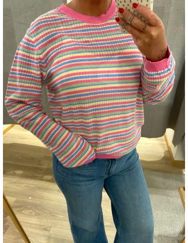 PCDIANA LS O-NECK STRIPE KNIT