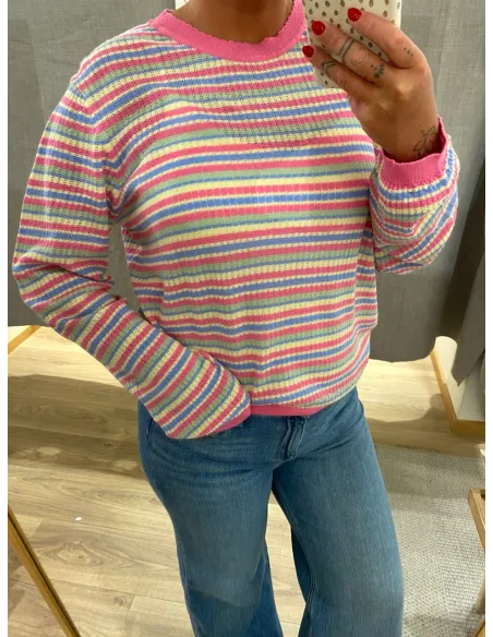 PCDIANA LS O-NECK STRIPE KNIT