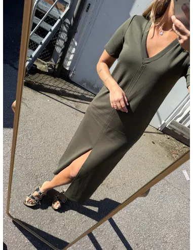 VMSMILLA SS FRONT SLIT CALF DRESS