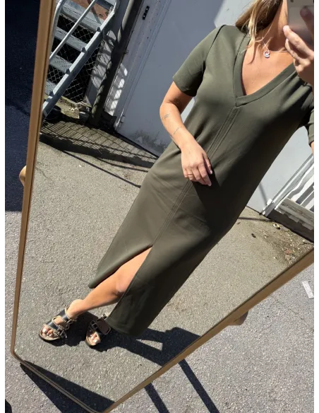 VMSMILLA SS FRONT SLIT CALF DRESS