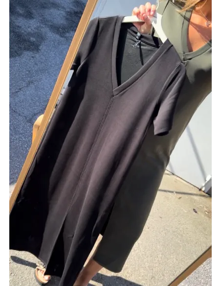 VMSMILLA SS FRONT SLIT CALF DRESS