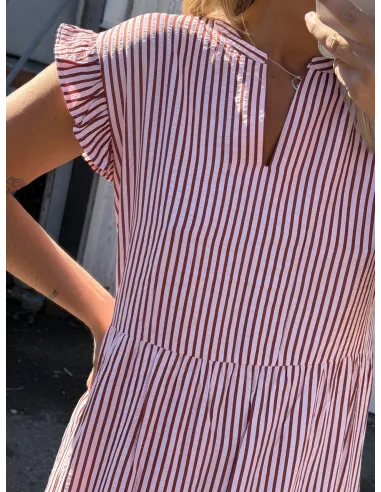 ONLBARI SL FRIL VNECK MIDI DRESS