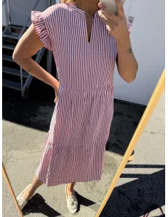ONLBARI SL FRIL VNECK MIDI DRESS