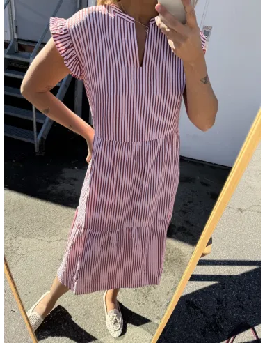 ONLBARI SL FRIL VNECK MIDI DRESS