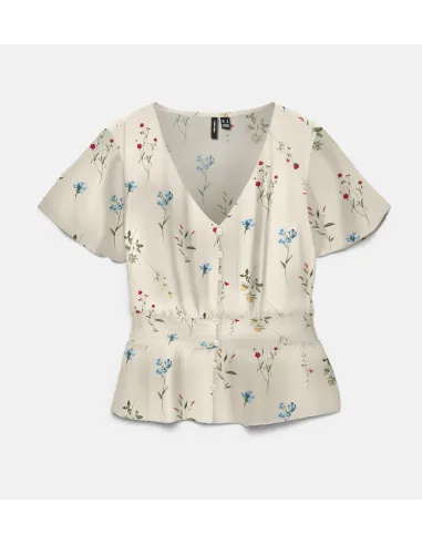 VMJOSIE SS V-NECK SHORT SMOCK TOP