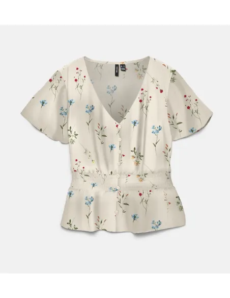 VMJOSIE SS V-NECK SHORT SMOCK TOP