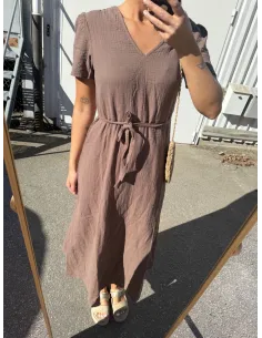 PCSASTINA SS V-NECK ANKLE DRESS