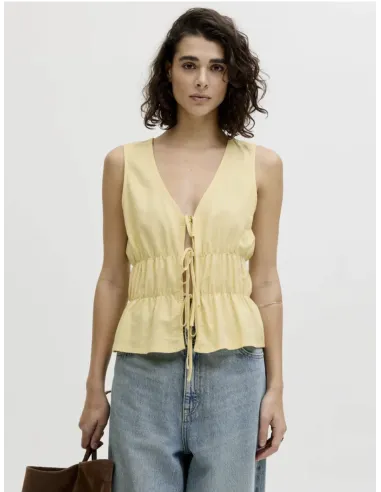 JXALMIRA LINEN BLEND TIE SL TOP WVN