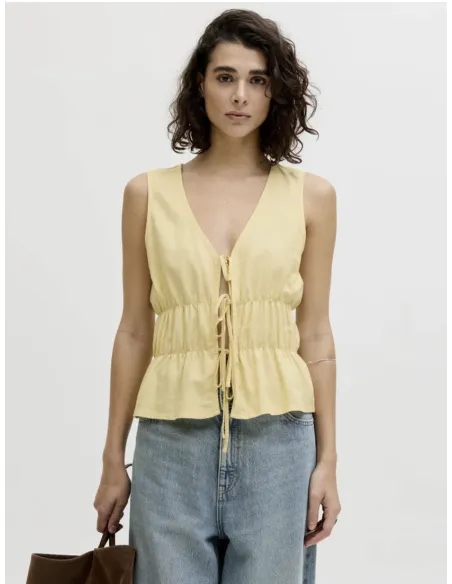 JXALMIRA LINEN BLEND TIE SL TOP WVN