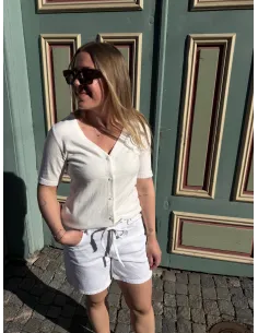 PCNORA SS V-NECK KNIT CARDIGAN