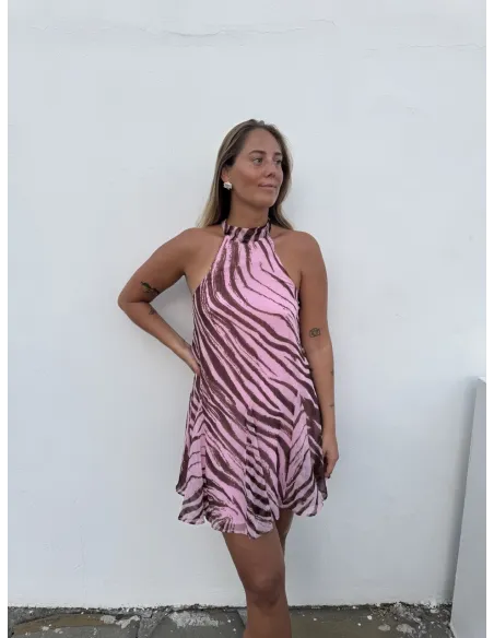 JXEMILIA CHIFFON HALTERNECK DRESS