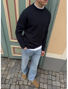 SLHDANE LS KNIT STUCTURED CREW NECK NOOS