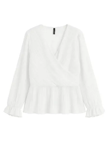 VMDORA LS V-NECK PLISSE TOP