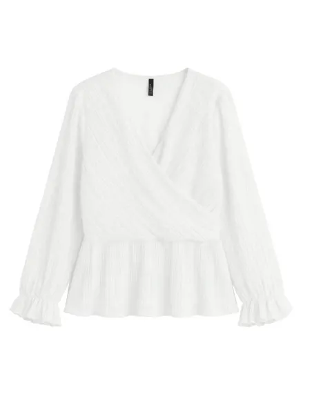 VMDORA LS V-NECK PLISSE TOP