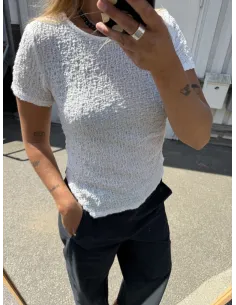 VMALISSIA SS ASYMMETRICAL O-NECK TOP