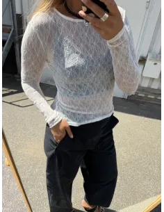 AWTESSY LS O-NECK LACE TOP NOOS