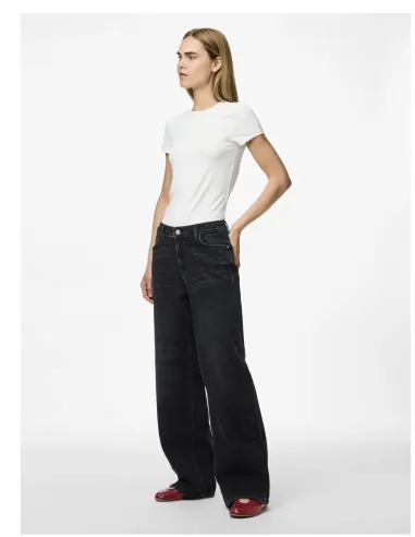PCSILKE MW WIDE JEANS BL NOOS