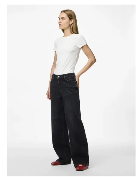 PCSILKE MW WIDE JEANS BL NOOS