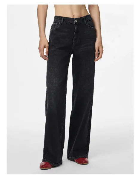 PCSILKE MW WIDE JEANS BL NOOS