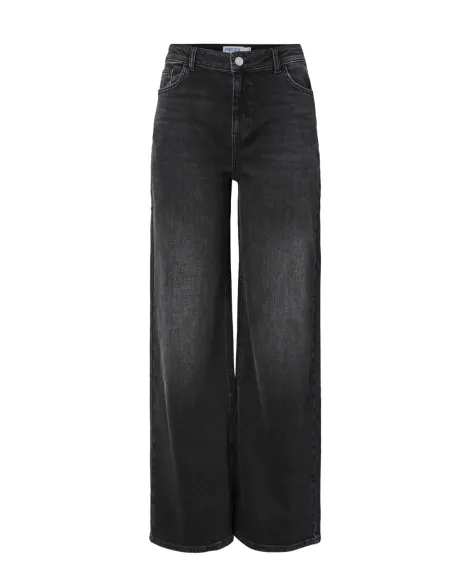 PCSILKE MW WIDE JEANS BL NOOS