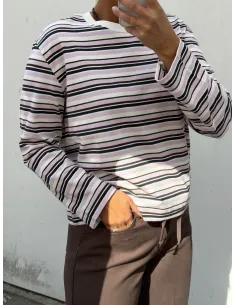 SLFESSENTIAL LS STRIPED BOXY TEE 2