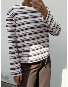 SLFESSENTIAL LS STRIPED BOXY TEE