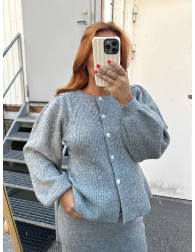PCSILLY LS PUFF KNIT CARDIGAN