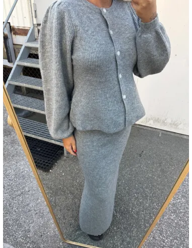 PCSILLY LS PUFF KNIT CARDIGAN