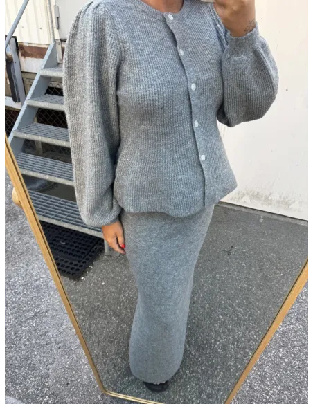 PCSILLY LS PUFF KNIT CARDIGAN
