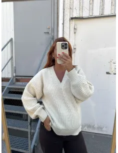 SLWSELMA SUS LS KNIT V-NECK 2