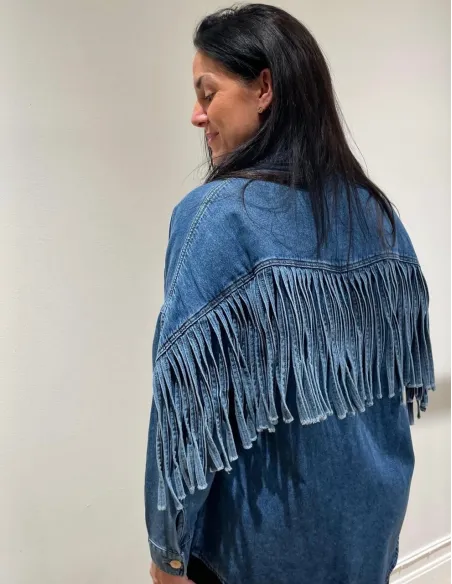 ONLMAUREEN LS FRINGE DNM SHIRT