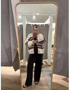 VMMAYBE STRIPE LS OPEN CARDIGAN NOOS